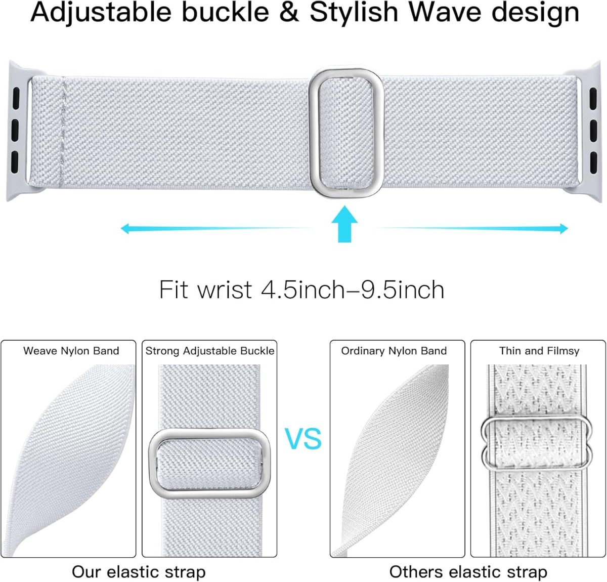 ⁦Lerobo Braided Band Compatible with Apple Watch Series 9 8 7 45mm 41mm Ultra 2 Band 49mm Series 6 5 4 SE 44mm 40mm Series 3 2 1 38mm 42mm Men iWatch Bands Womens Stretchy Nylon Solo Loop Sport Strap⁩ - الصورة ⁦3⁩