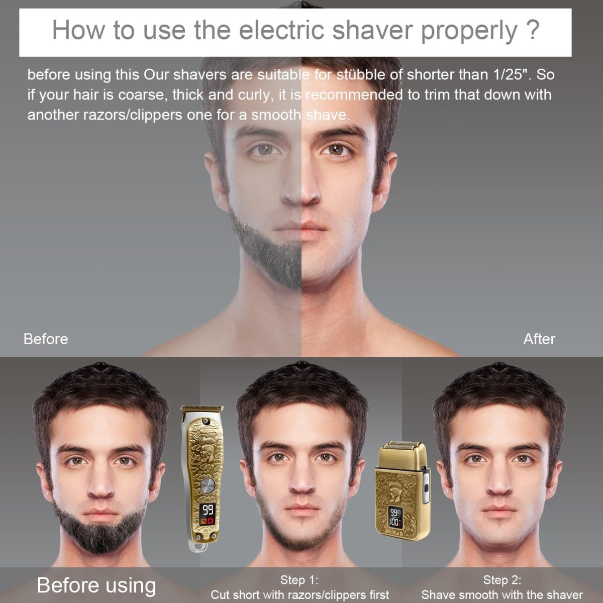 ⁦Foil Shaver for Bald Men with 3 Adjustable Speeds – Rechargeable Shaver with LED Display for Face & Beard – Professional Grooming Tool for Barbers or Home Use – Ideal Gift for Men⁩ - الصورة ⁦6⁩