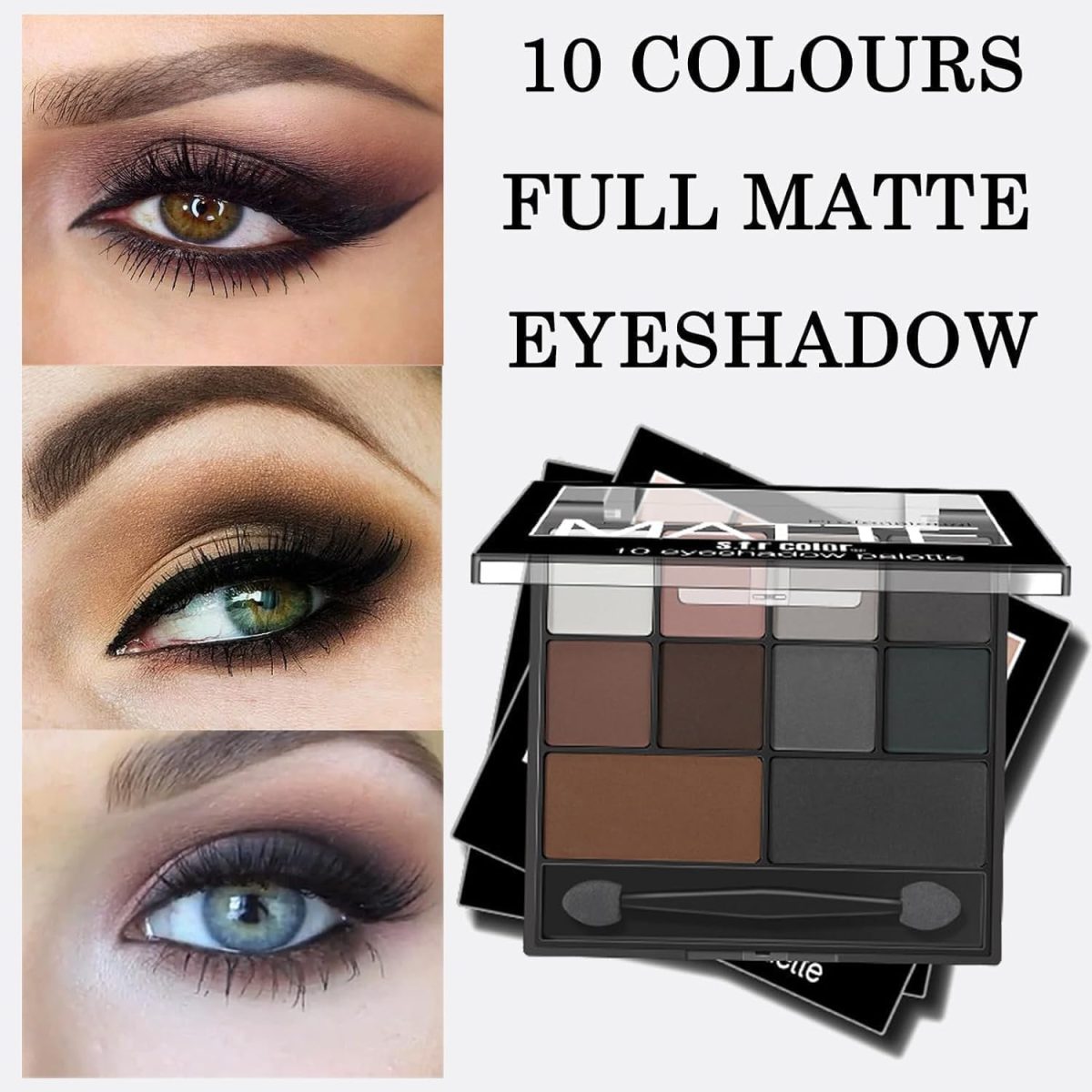 ⁦Paporich Eyeshadow, Matte Eye Shadow Pallets, Professional Highly Pigmented Black Eyeshadow Makeup Palette, Waterproof Eyeshadow With Dual-Ended Applicator Brush for Women.⁩ - الصورة ⁦4⁩