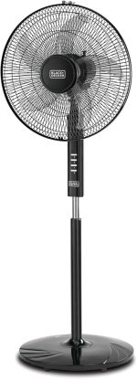 BLACK+DECKER Stand Fan, 60W, 16 Inch, 90° Wide Swing, 3 Adjustable Speeds, 5AS Blade System, Optimal Air Circulation, for Perfect Room Temperature, Sleek Design, Black - FS1620-B5
