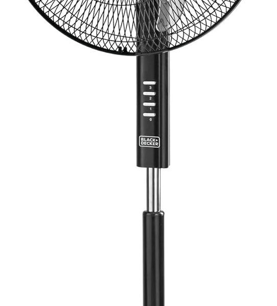 BLACK+DECKER Stand Fan, 60W, 16 Inch, 90° Wide Swing, 3 Adjustable Speeds, 5AS Blade System, Optimal Air Circulation, for Perfect Room Temperature, Sleek Design, Black - FS1620-B5