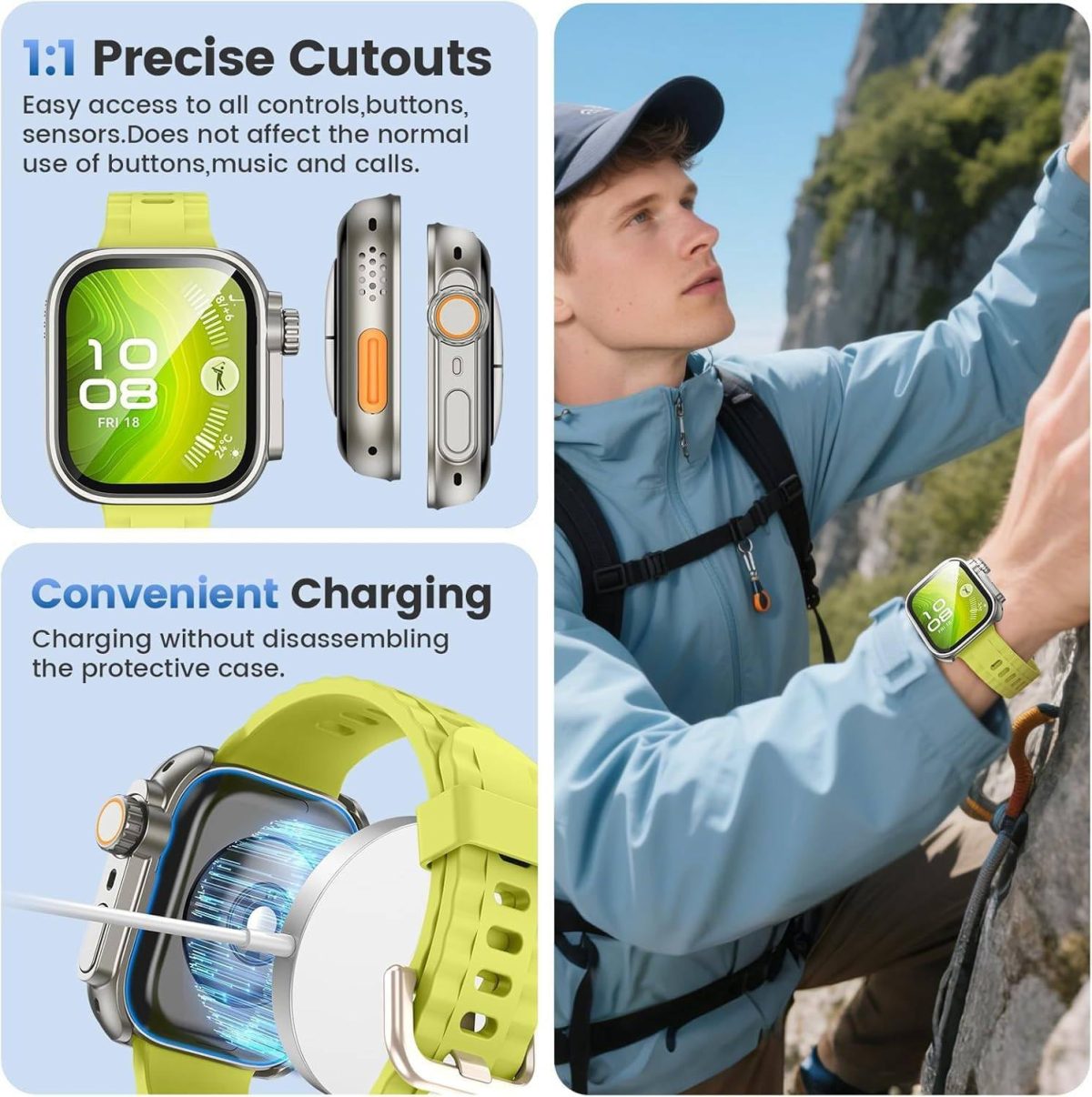 ⁦Vurtboly 2Pack Case Compatible with Huawei Watch Fit 4 Pro 2025, Rugged Protective Bumper PC Cover with Buit-in Screen Protector, Full Coverage Case Accessories for Huawei Watch Fit 4 Pro Titanium⁩ - الصورة ⁦6⁩