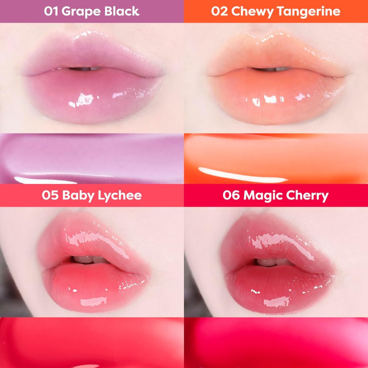 ⁦COLORGRAM FRUITY GLASS GLOSS 03 GIGGLE STRAWBERRY | Non-Sticky Glossy Lip Tint with Glass-Like Shine | Long-Lasting Hydrating Lip Gloss for Smooth & Plump Lips⁩ - الصورة ⁦3⁩