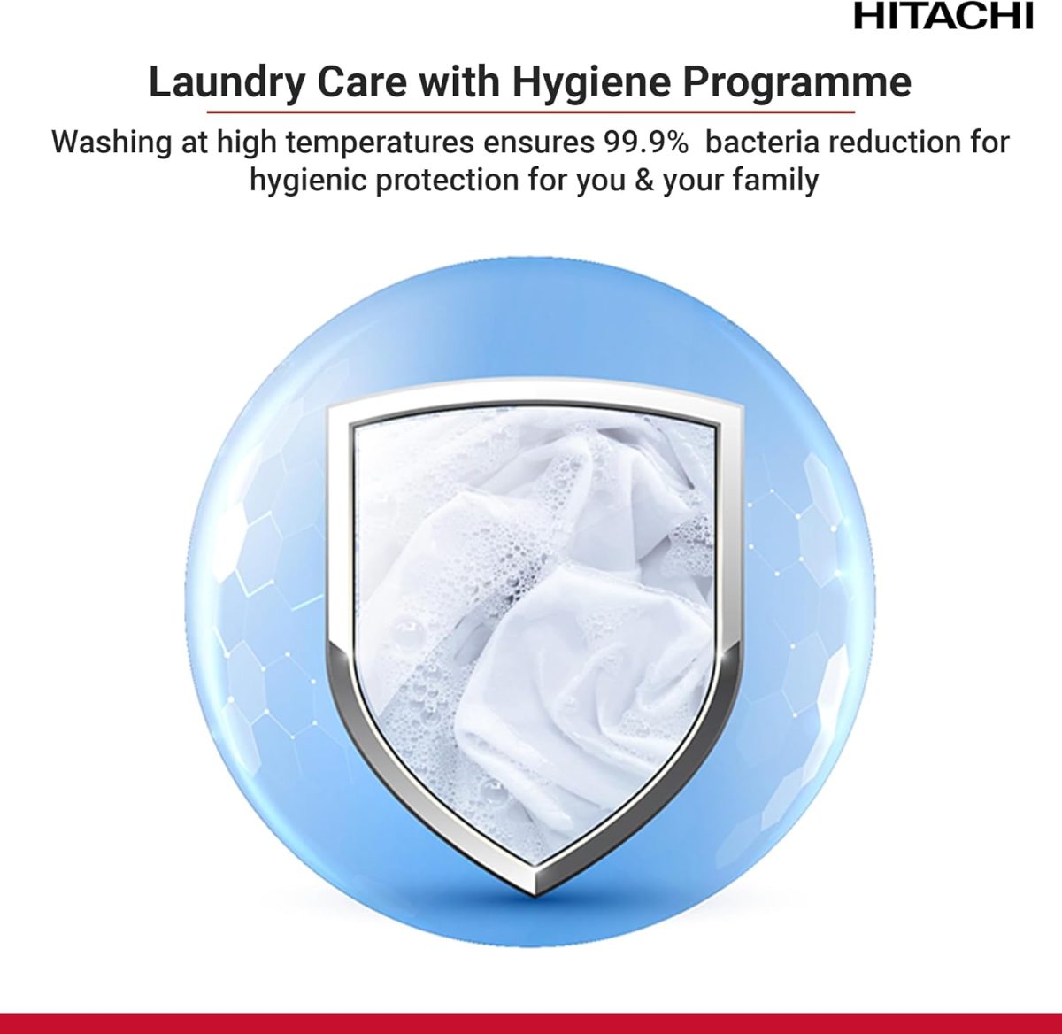 ⁦HITACHI – 9kg Front Load Washing Machine – Steam Wash, Stain Removal, 16 Programs, 5 Star Energy Rating – Inverter Motor, Anti-Wrinkle, Touch LED Panel – Silver⁩ - الصورة ⁦4⁩