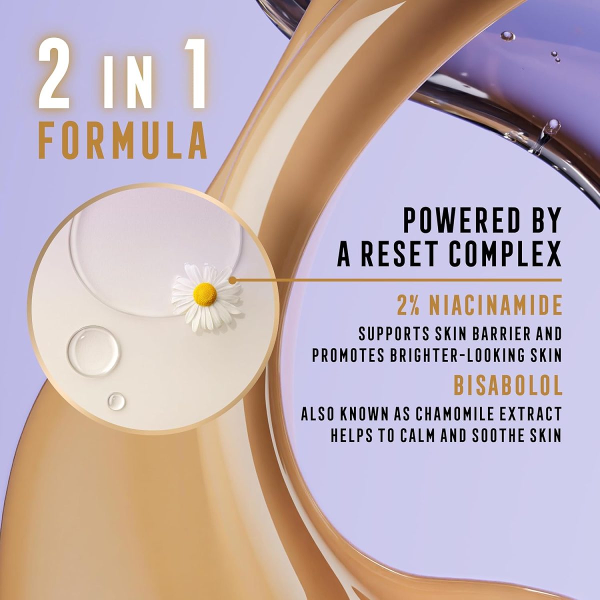 ⁦Max Factor Miracle Pure 2in1 Skin Reset Serum Foundation, 85-90, Medium to Deep, Vegan Formula, Evens Skin Tone, Medium Coverage, Satin Matte Finish, Niacinamide & Bisabolol, 30ml (1oz)⁩ - الصورة ⁦4⁩