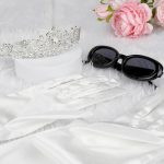 ⁦BTHRORO Princess Costume Accessory Set Women Girls Tiara Crown Crystal with Comb Sunglasses White Long Gloves Princess Diaries Costume for Carnival Wedding Prom Birthday Party⁩ - الصورة ⁦4⁩
