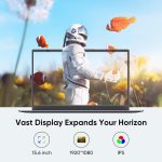 ⁦FURESTUR Laptop, 12GB LPDDR5 RAM 1TB SSD, Quad-Core N95 Processor Up to 3.4GHz, 15.6" FHD IPS Display, Office Pro Plus 2024, WiFi 5, Laptop Computer with Fingerprint for Students and Business, Gray⁩ - الصورة ⁦3⁩