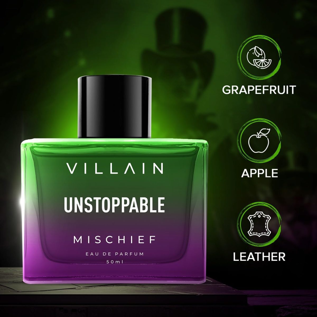 ⁦VILLAIN Unstoppable Mischief Premium Long Lasting Fragrance Eau de Perfum for Men, 50ml⁩ - الصورة ⁦3⁩