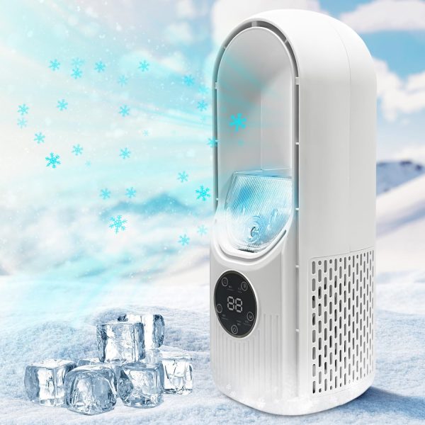 Bladeless Fan, Yakiter Portable Fan with 6 Speeds, Small Personal Cooling Fan with Humidifier with LED Light, USB Multifunctional Timing Conditioning Fan Quiet Table Fan for Home, Office (White)