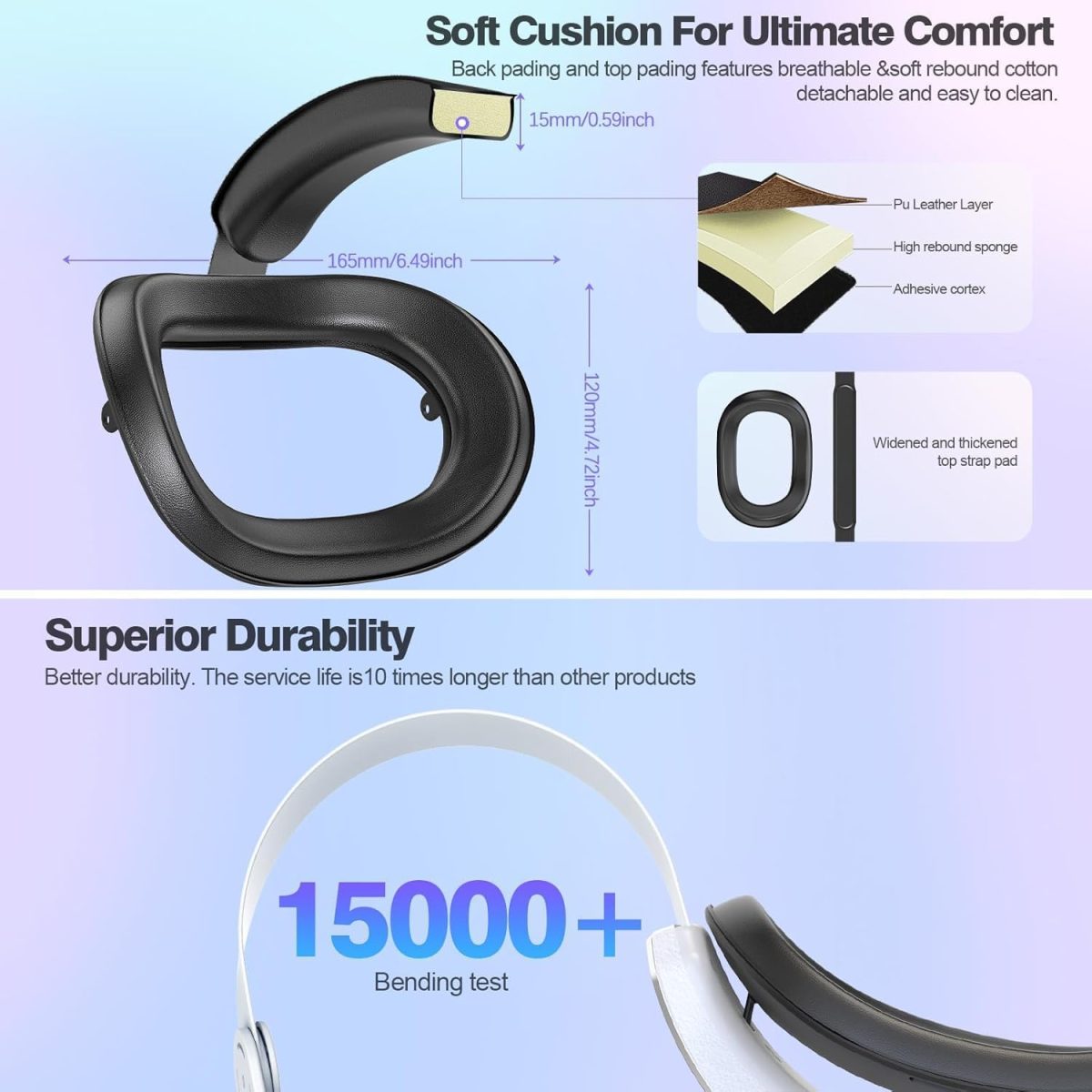 ⁦Head Strap for Meta Quest 3S: VR Headset Accessories - Replacement for Elite Strap - Compatible with Oculus/with Meta Quest 3S - Enhanced Comfort, Reduces Head Pressure⁩ - الصورة ⁦5⁩