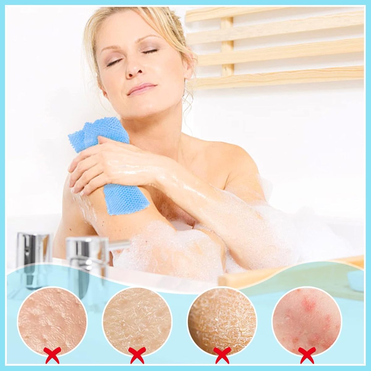 ⁦WSICSE 6 Pack African Net Sponge Exfoliating Glove Set, 3 Bath Sponge Body Scrubber Back Scrubber and 3 Pairs Exfoliating Gloves for Skin Smoother⁩ - الصورة ⁦6⁩