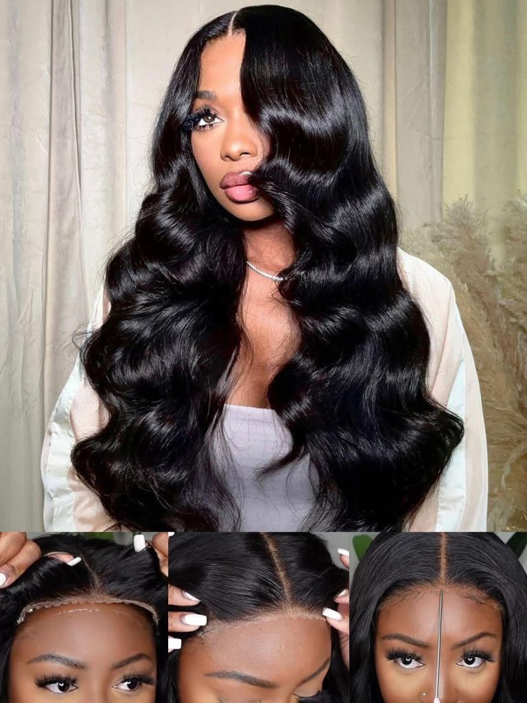 Tahikie Glueless Wigs Human Hair Pre Plucked Pre Cut 220% Density 30 Inch 5x5 HD Lace Closure Wigs Human Hair Body Wave Lace Front Wigs for Beginners Ready to Go Wig Natural Color