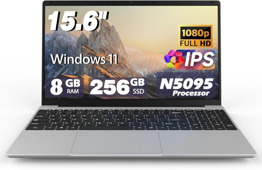XYPLOXZ Laptop Computers,15.6" IPS 1080P Screen,N5095 Processor 4C 4T Up to 2.9Ghz 8GB RAM 256GB SSD, Laptops with Fingerprint Recognition Backlit Keyboard,WiFi, USB-C(Data),USB 3.0, Webcam, HDMI