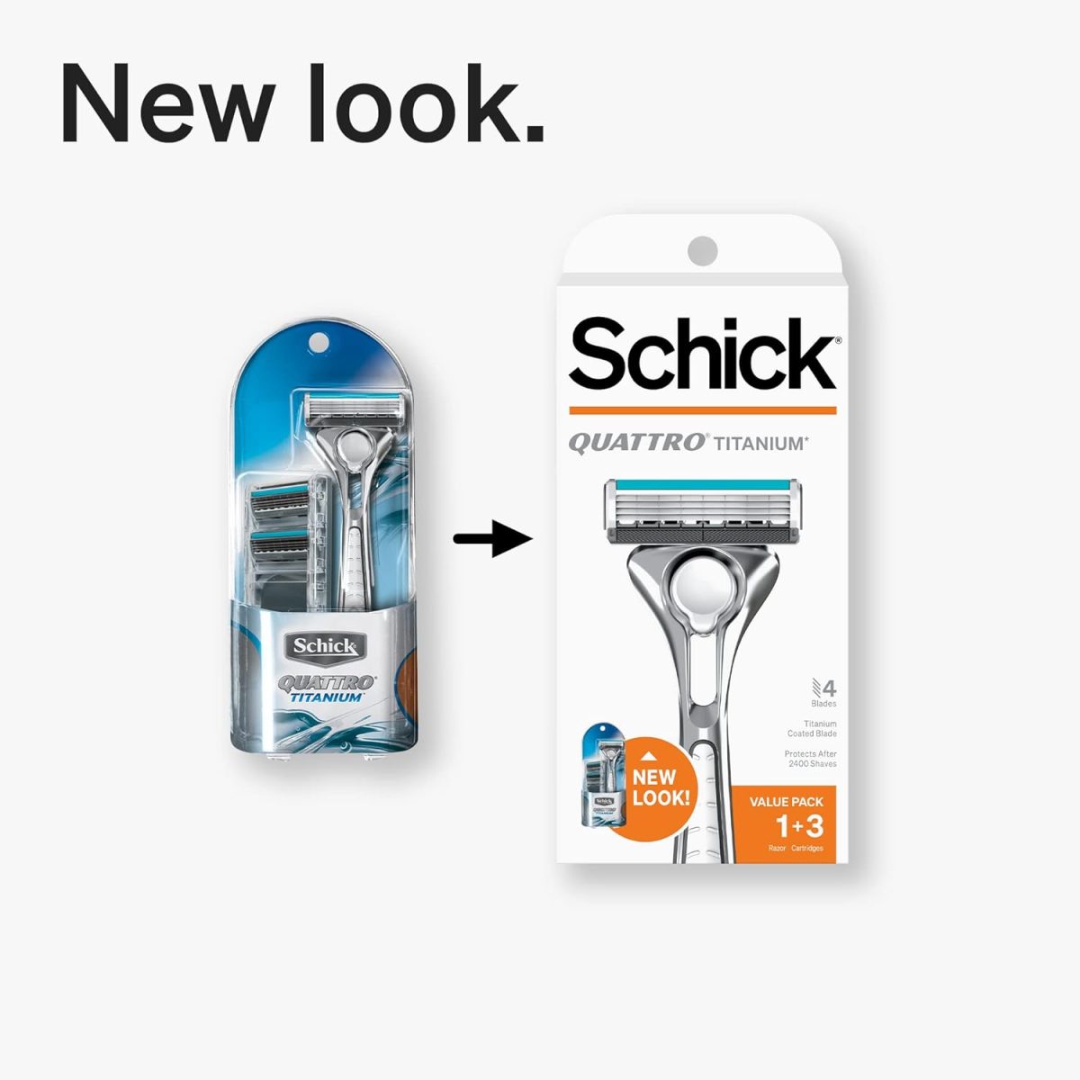 ⁦Schick Quattro Titanium Razor for Men Value Pack with 1 Razor and 3 Refills⁩ - الصورة ⁦2⁩