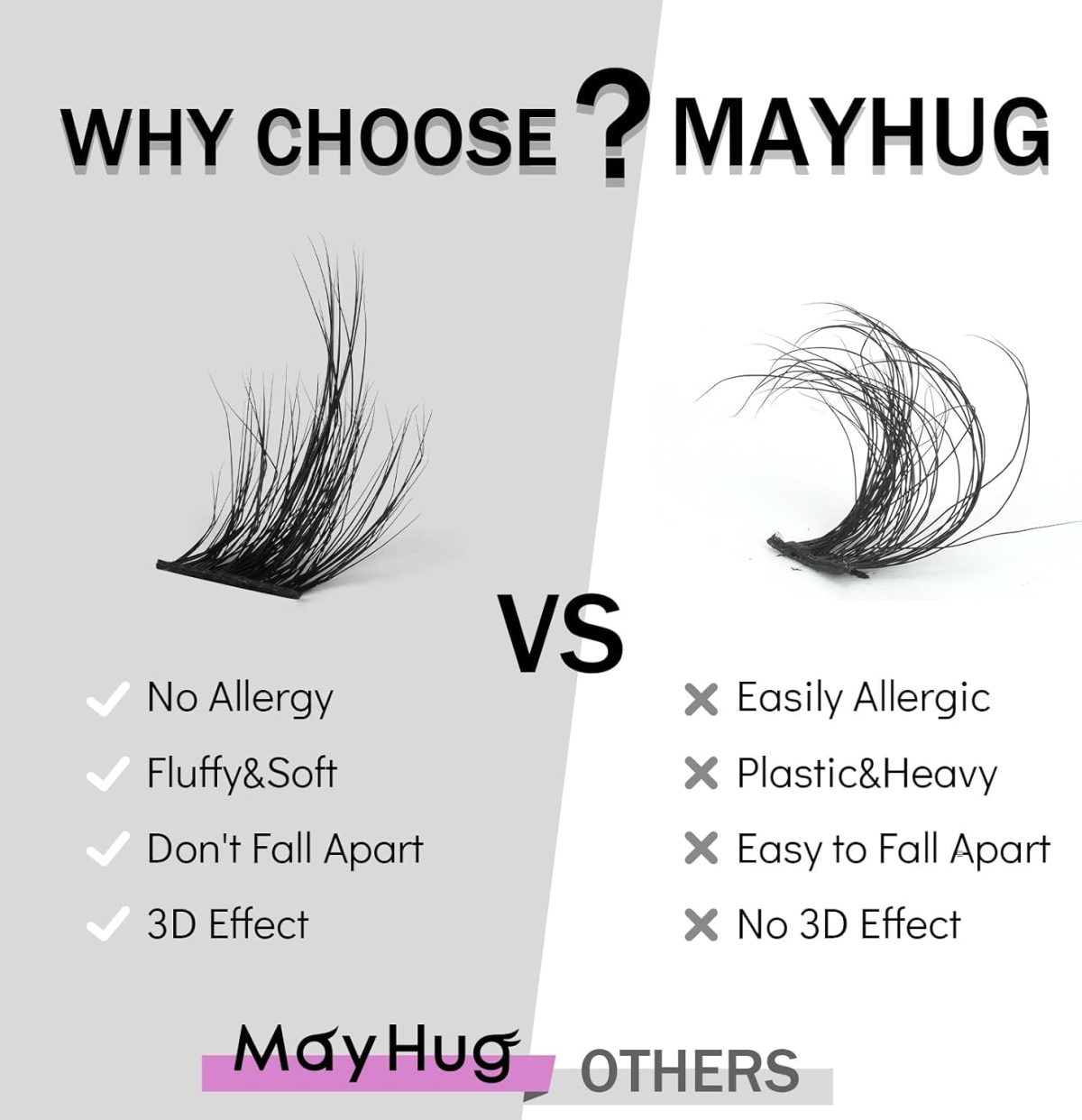 ⁦Mayhug 3D Cluster Lashes Fluffy 8-18MM Individual Eyelashes 144Pcs Lashes Cluster C Curl Lashes Individual Cluster DIY Eyelash Extensions at Home(Starry)⁩ - الصورة ⁦5⁩