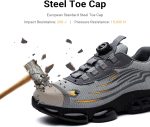 ⁦LIWEGHT Safety Shoes for Men Women,Non Slip Work Boots Rotating Button Shoelaces,Lightweight Comfortable Steel Toe Shoes⁩ - الصورة ⁦3⁩