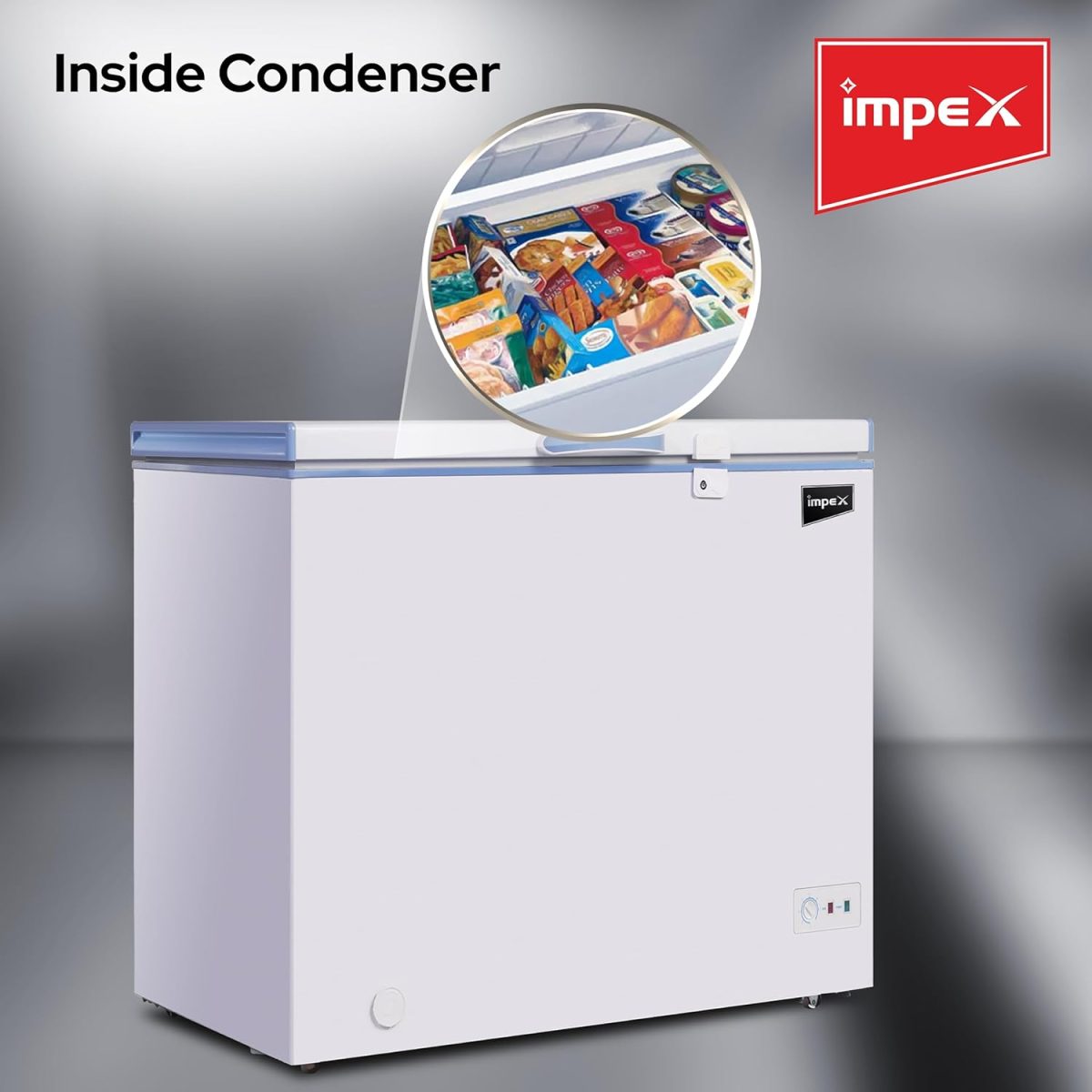 ⁦Impex Chest Freezer, Horizontal Refrigerator 150 Liter 75W, Energy Efficient Refrigeration System With Lamp,Lock & Key, Ideal for Home & Restaurants,1Year Product 5 Years Compressor Warranty-IMCF 150A⁩ - الصورة ⁦6⁩