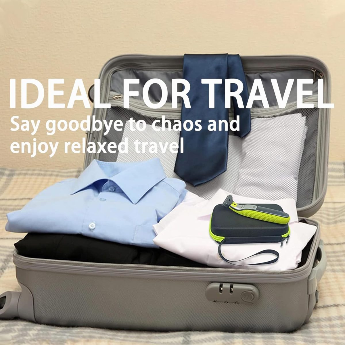 ⁦Travel Organizer Carrying Bag for One Blade Hybrid Electric Trimmer and Shaver, Hard Case Compatible for One Blade QP2520 QP2530 QP2620 QP2630⁩ - الصورة ⁦6⁩