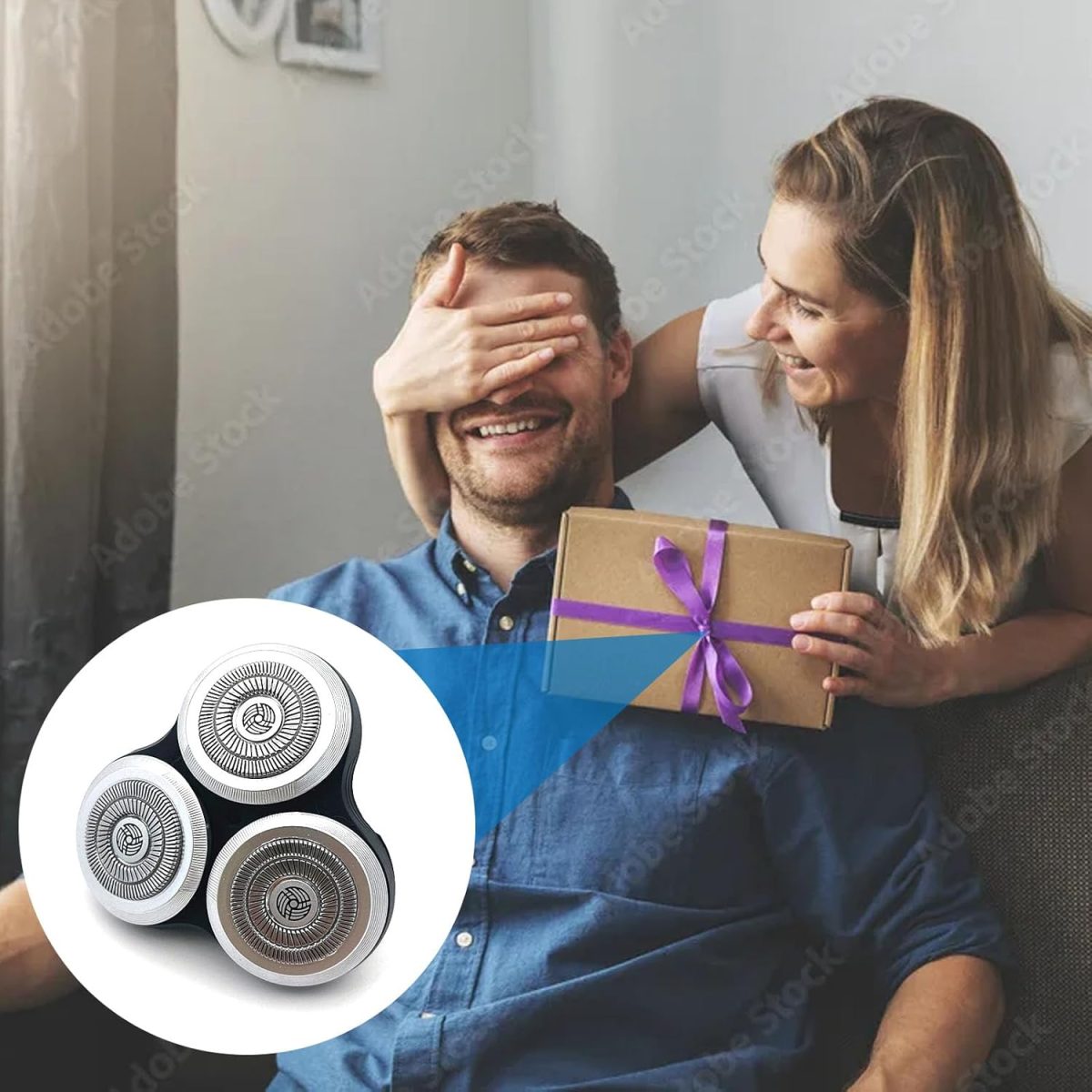 ⁦SH90 Shaving Head Compatible with Philips Series 9000 (with Blade Holder), SH90 Replacement Shaving Head for Philips Razor Series 9000(9xxx) 8000(8xxx) (with Protective Case, Double Brush)⁩ - الصورة ⁦5⁩
