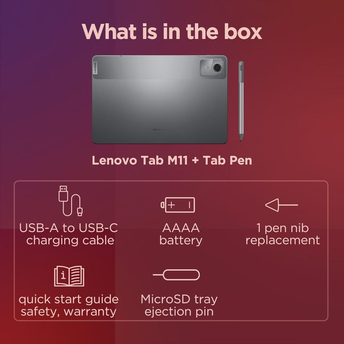 ⁦تابلت تاب ام 11 أندرويد، شاشة 11 بوصة FHD 1200p | 128 GB، قلم لينوفو تاب، واي فاي، ذاكرة RAM 4GB، لون رمادي لونا، مصمم للترفيه المحمول من لينوفو⁩ - الصورة ⁦11⁩