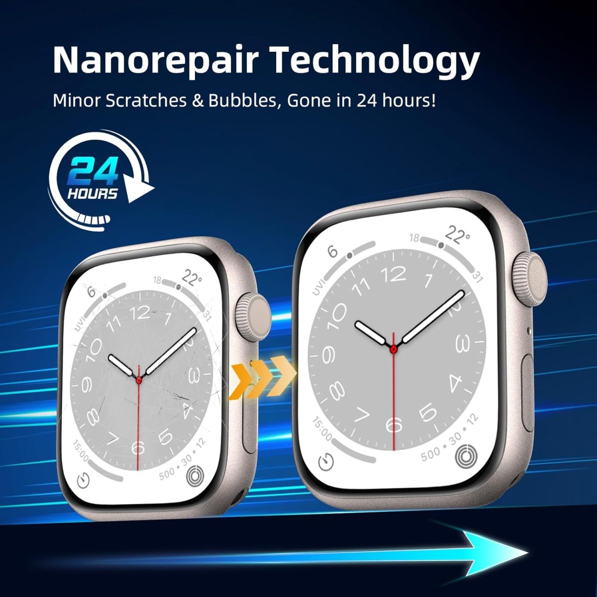 ⁦VEMIGON 3 Pack Screen Guard Protector for Apple Watch Series SE2/SE/6/5/4 40mm, Bubble Free, Anti-Scratch, Edge to Edge Full Screen Coverage, Anti-Fingerprint, Self-Reparing TPU Soft Film - 40mm⁩ - الصورة ⁦3⁩