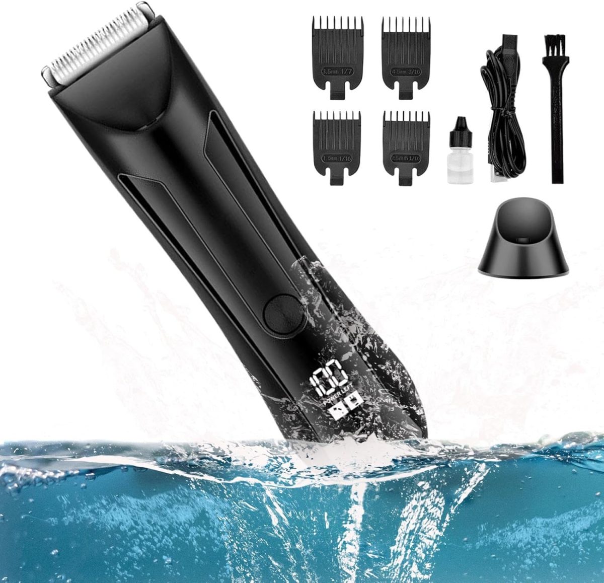 ⁦Beard Trimmer,Waterproof Pubic Hair Groomer | Rechargeable Shaving Tool Precision Grooming for Body Face Mustache Nose Husband Travel⁩ - الصورة ⁦8⁩