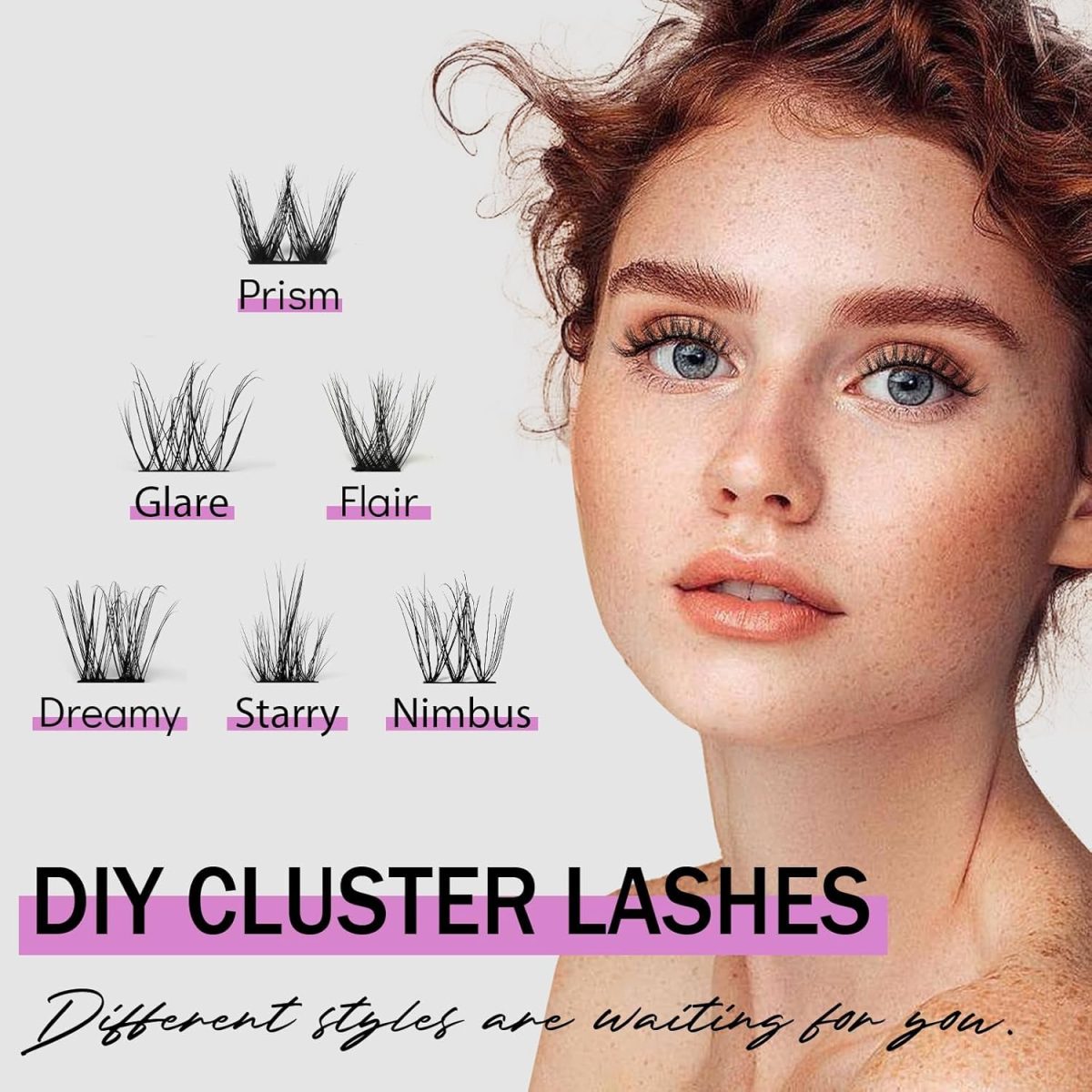 ⁦Mayhug 3D Cluster Lashes Fluffy 8-18MM Individual Eyelashes 144Pcs Lashes Cluster C Curl Lashes Individual Cluster DIY Eyelash Extensions at Home(Starry)⁩ - الصورة ⁦4⁩