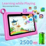 ⁦7 inch Kids Tablet, Quad Core Android 12 2GB 32GB, Parental Control, Eye Protection, Shockproof Case, Dual Camera, WiFi, Bluetooth, Learning Tablet for Kids - K2 (Pink)⁩ - الصورة ⁦8⁩
