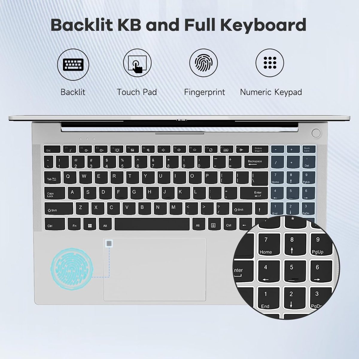 ⁦NIMO 15.6 FHD-Laptop, 32GB RAM 1TB SSD, 6 Cores AMD Ryzen 5 6600H (Beat i5-12450H, Up to 4.5GHz), Gaming-Laptop with 100W Type-C 54Wh Battery WiFi 6 BT5.2 Backlit Keyboard Laptop for Student Business⁩ - الصورة ⁦6⁩