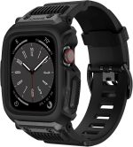 XMUXI Compatible with Apple Watch Band 45mm 44mm with Case, Rugged Sport Military TPU Strap with Bumper Cover for iWatch Series SE2 SE 9 8 7 6 5 4 for Man