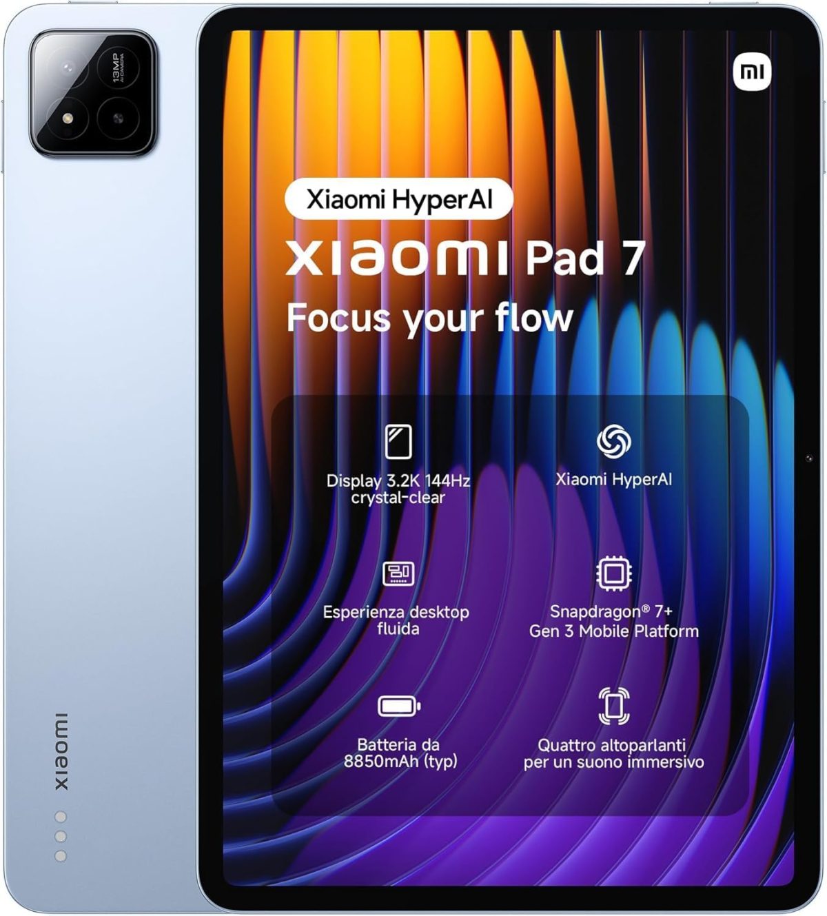 Xiaomi Pad 7 Ai WiFi Version Global (No Calls or Text) 11.2 inches 3.2K 144Hz 8850mAh Bluetooth 5.4 Four Speakers 13 Mp Model 2410CRP4CG (Blue, 256GB + 8GB)