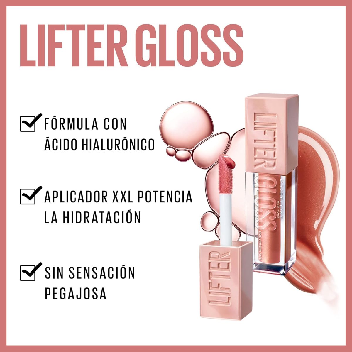 ⁦Maybelline New York - Moisturizing Lip Gloss & Instant Shine - Enriched with Hyaluronic Acid - Non-sticky - Lifter Gloss Candy Drop - Shade : Bubble Gum (24) - 5 ml⁩ - الصورة ⁦5⁩
