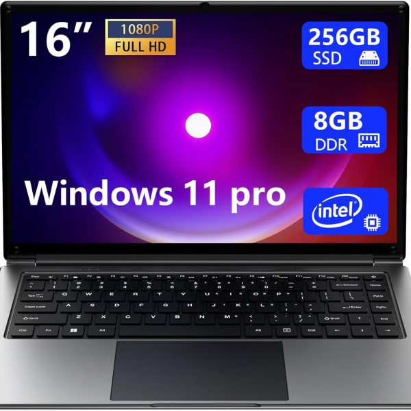 Laptop 16-inch 8GB DDR 256GB SSD Portable Laptop,Expandable to 1TB Pentium Quad-core CPU up to 2.64 GHz 9000mAh Battery Mini HDMI Interface USB3.0 Interface Dual-Band WiFi Webcam Slim laptops