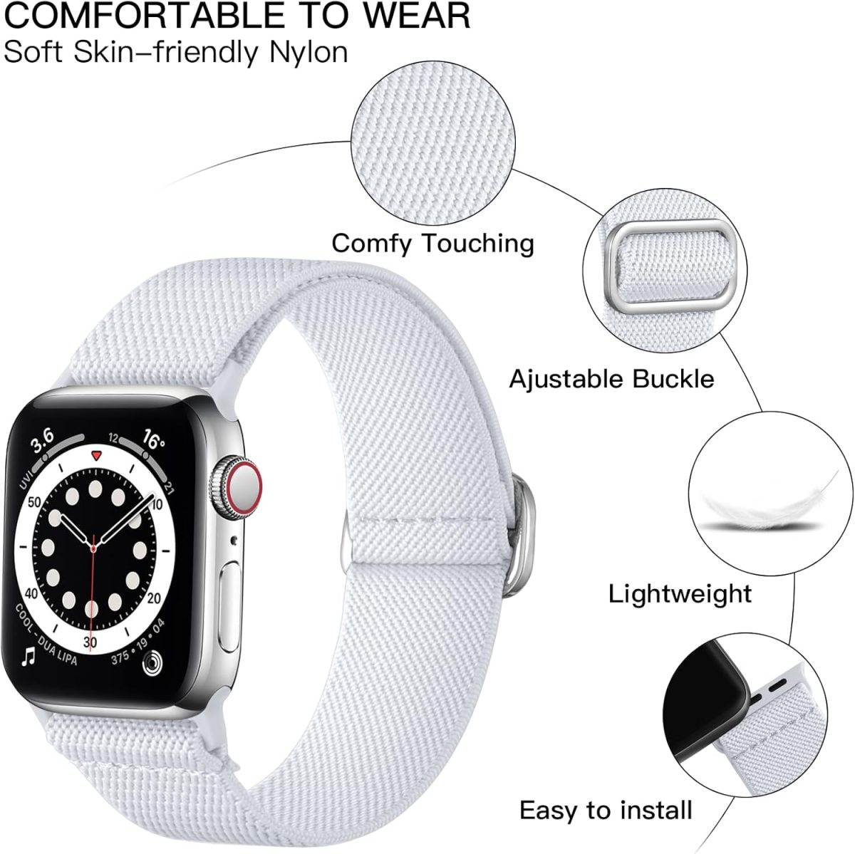⁦Lerobo Braided Band Compatible with Apple Watch Series 9 8 7 45mm 41mm Ultra 2 Band 49mm Series 6 5 4 SE 44mm 40mm Series 3 2 1 38mm 42mm Men iWatch Bands Womens Stretchy Nylon Solo Loop Sport Strap⁩ - الصورة ⁦2⁩