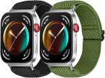 XANS 2 Pack Elastic Bands Compatible wtih Huawei Watch Fit 3/Fit 4/Fit 4 Pro - Solo Loop Nylon Breathable Adjustable Wirststraps for Women Men