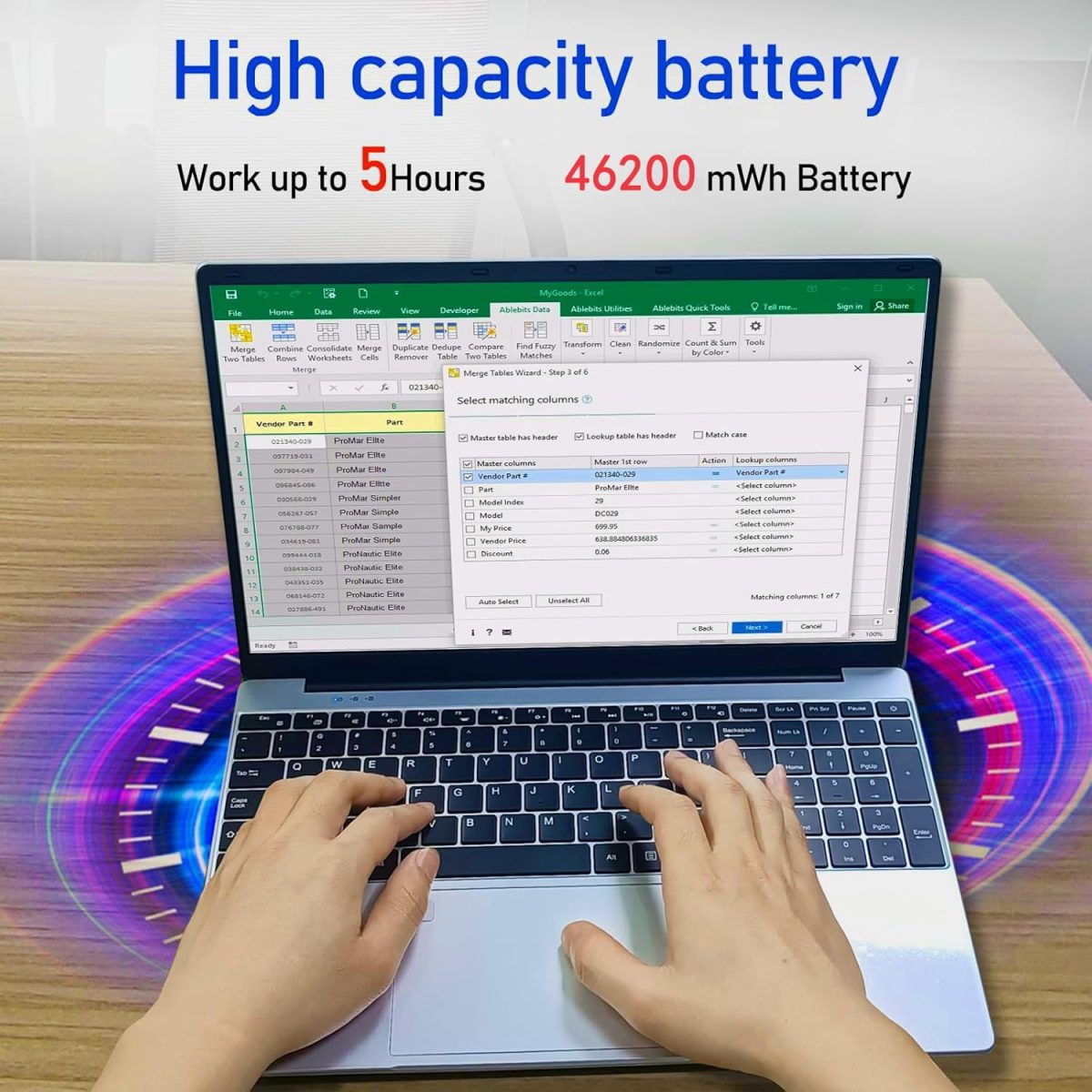 ⁦MTWZMM Laptop Computer, 15.6 Inch Laptop, 8GB RAM, Backlit Keyboard, Celeron N5095(Up to 2.9GHz), (DDR 8GB| SSD 256GB)⁩ - الصورة ⁦5⁩