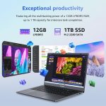 ⁦VIGSENUP Laptop, 12GB LPDDR5 RAM 1TB SSD, 15.6 Inch Laptop Computer, Win11 Pro, N95 Quad Core Processor, Up to 3.4GHz, Preinstall Office Pro Plus 2024, WiFi 5, BT 5.0, USB-C, Fingerprint,Gray⁩ - الصورة ⁦2⁩