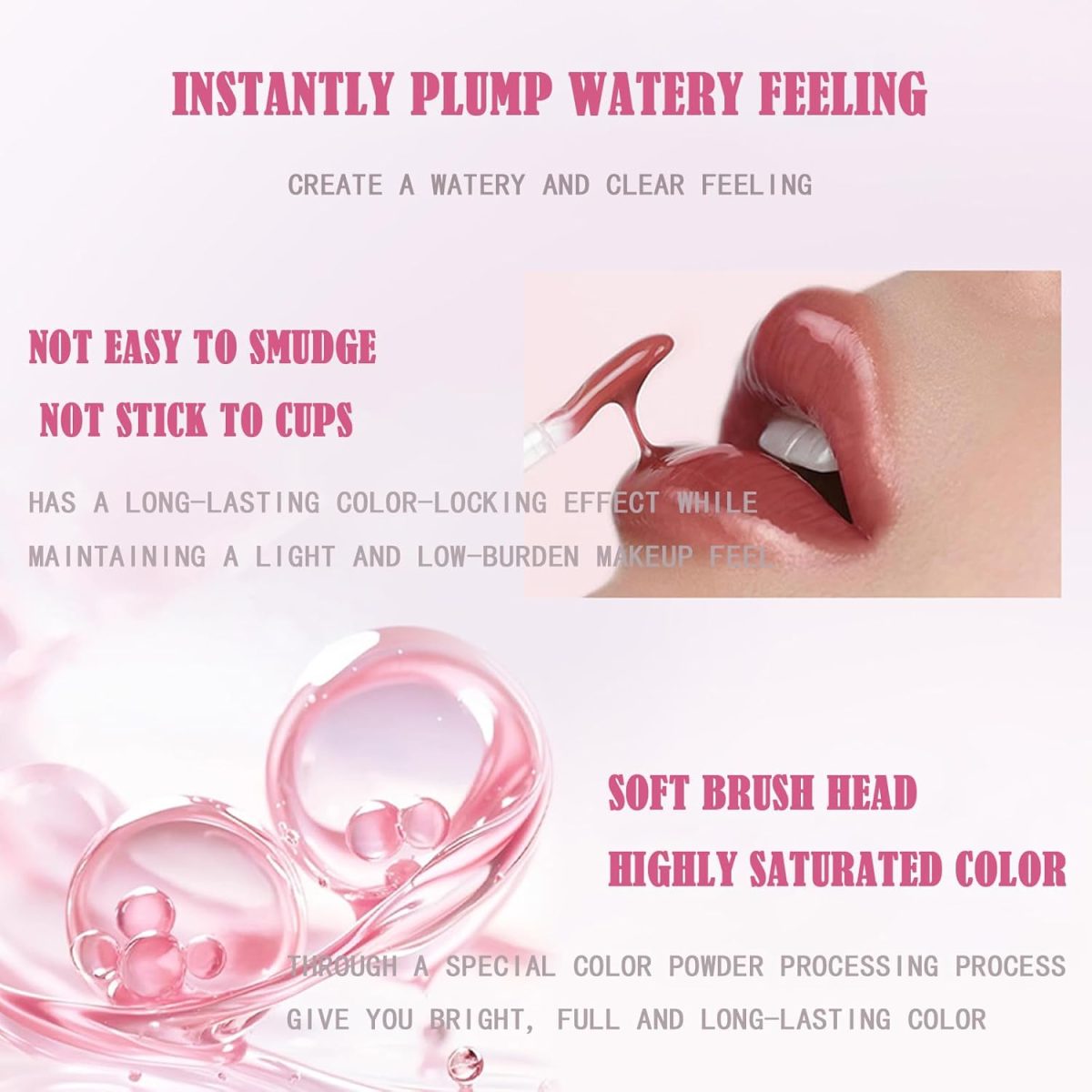 ⁦Sitovely 3PCS Hydrating Jelly Lip Gloss, Soft Liquid Lipstick Moisturizing Gloss, Waterproof Non-Stick Cup Lip Glaze, Mirror Sheer Tinted Lip Balm⁩ - الصورة ⁦2⁩