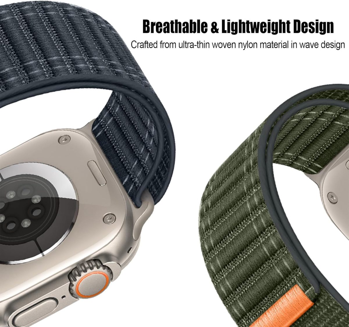 ⁦Compatible with Apple Watch Band Series 10/9/8/7/6/5/4/SE/Ultra Braided Nylon iwatch Band 40mm 44mm 41mm 45mm 42mm 46mm 49mm Thin Stainless Sport Loop Strap Men Women⁩ - الصورة ⁦3⁩
