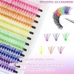 ⁦Colored Lash Clusters 6 Mix Colors DIY Lash Extension Kit 14mm 16mm Individual Lashes Cluster Kit with Lash Bond and Seal Glue, with Lash Bond and Seal and Lash Tweezers (Colored Lash Clusters Kit)⁩ - الصورة ⁦3⁩