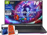 ASUS ROG Strix G18 Gaming Laptop, Intel 24-Core i9-14900HX, Office 2024 Lifetime License, 64 GB DDR5, 2 TB SSD, 18" 2.5K 240Hz QHD, Backlit KB, GeForce RTX 4060, WiFi 6E, Win 11 Pro, Patented Mouse