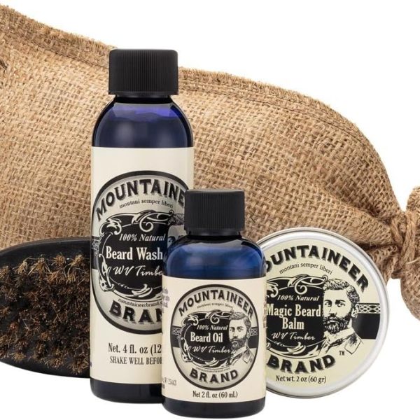 Beard Care Kit by Mountaineer Brand: All-Natural, Complete Beard Care in one Kit (Original) Includes: Beard Oil, Beard Balm, Beard Wash and Beard Brush