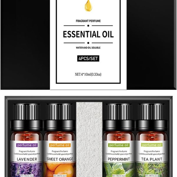 ECVV 4pcs Essential Oil Set 10ml Each Bottle For Humidifier Oil Fragrance Diffuser Home Fragrance Refill Oils Gift Set