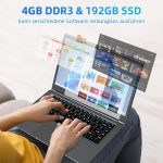 ⁦Morostron Laptop with 4GB DDR4 and 192GB SSD, 15.6 Inch Laptop with System and Quad-Core Processor, Webcam, USB 3.0, WiFi, Bluetooth 4.2, Mini HDMI, Grey⁩ - الصورة ⁦7⁩