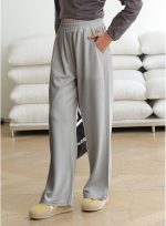 ⁦Djeanxa Girl's Wide Leg Sweatpants Baggy Straight Loose Sweat Pants High Waist Causal Kids Athletic Pants with Pockets 6-14Y⁩ - الصورة ⁦6⁩