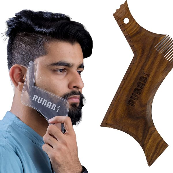 Rubab Men Beard Shaper | A Premium Wooden Beard Shaping Tool Hand-Crafted in India for Perfect Beard & Neck Line | Easy Home Use