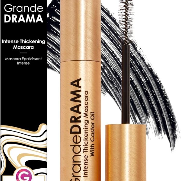 Grande Cosmetics GrandeDRAMA Intense Thickening Mascara with Castor Oil, Volumizing, Conditioning, Buildable Formula