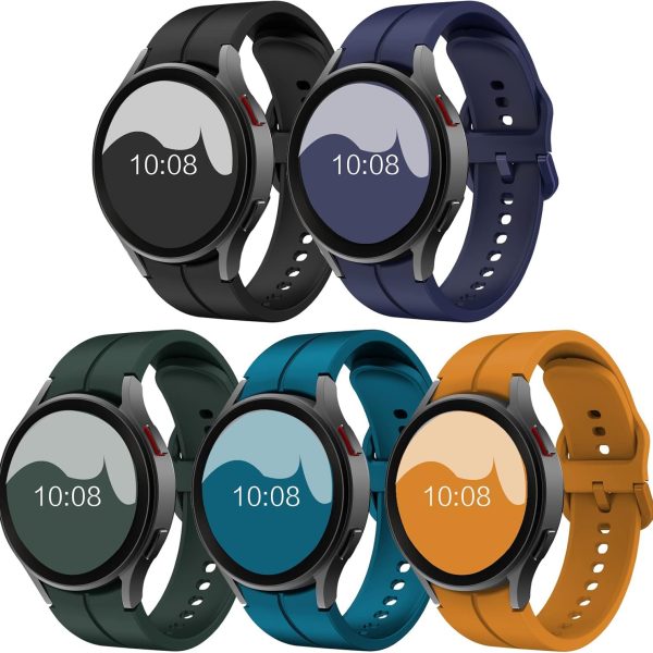 Band Compatible with Samsung Galaxy Watch 5/ Galaxy Watch 5 Pro 45mm/ Galaxy Watch 4 40mm 44mm/ Galaxy Watch 4 Classic 42mm 46mm, No Gap Silicone Replacement Strap with Colorful Buckle(5 Pack)