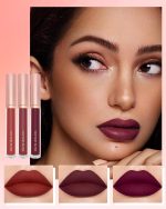 ⁦Matte Liquid Lipstick Set-3Pcs High Pigmented Lip Stain Tint, Long Lasting 24H Red Lipstick Waterproof Non-Stick Cup Velvet Lip Gloss, Smudge Proof Not Fade Lips Blam Makeup Gift Box for Women-Set d⁩ - الصورة ⁦2⁩