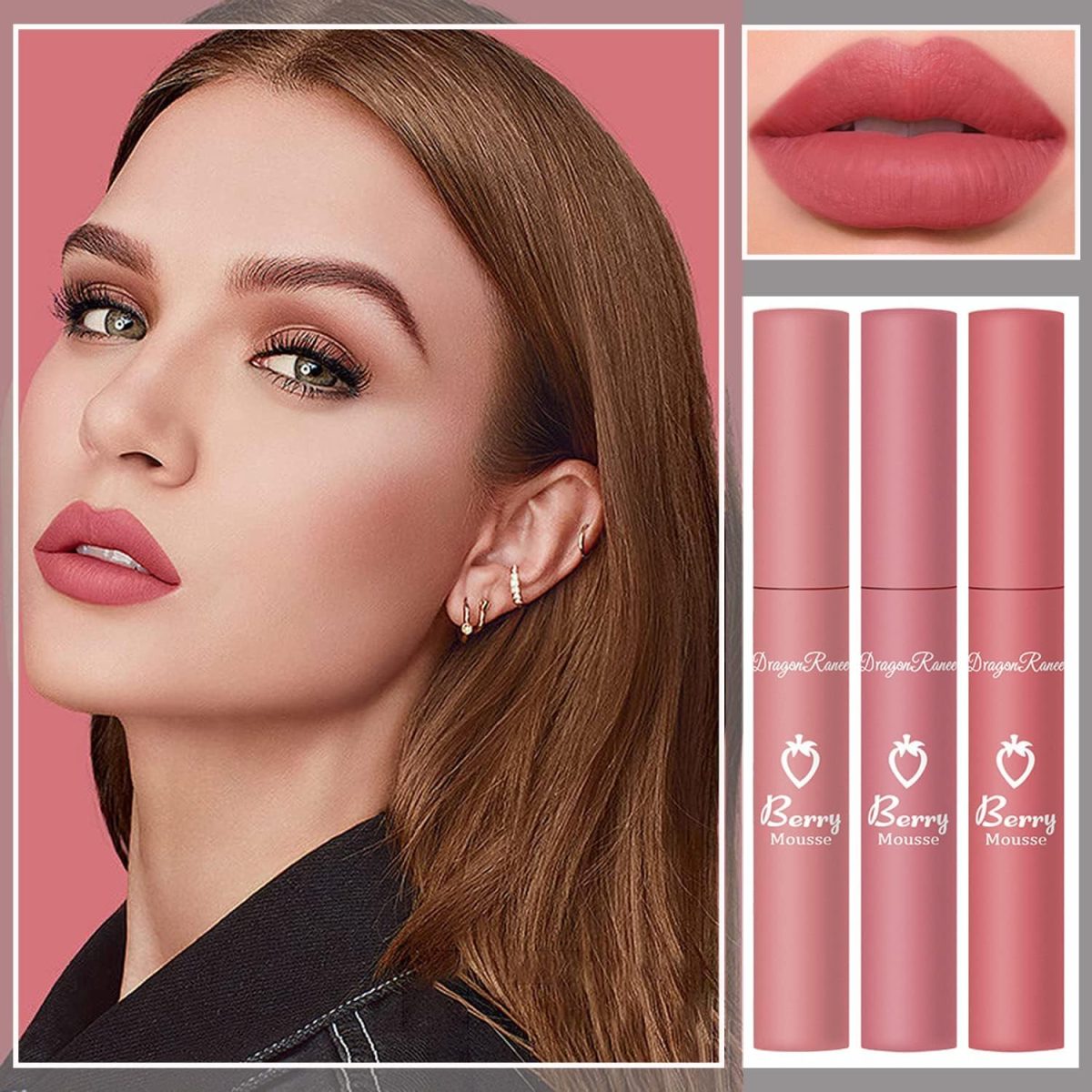 ⁦YHRY 3 Piece Nude Matte Lipstick Set, Natural Nude Lipstick, Velvet Air Moisture Smooth Crayon Lip Stain, 24 Hour Superstay, Long Lasting Waterproof Lip for Women Makeup⁩ - الصورة ⁦7⁩